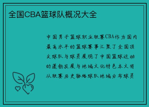 全国CBA篮球队概况大全